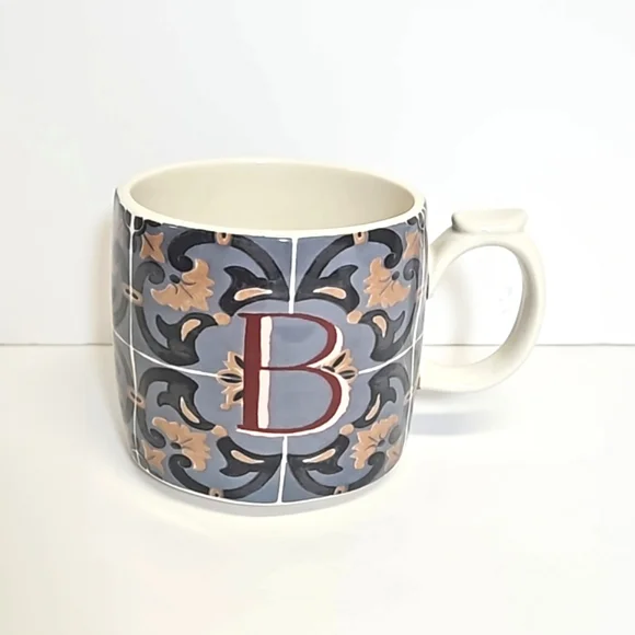 Anthropologie Mezze Monogram letter B mug 16.2 oz NEW